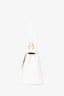 Chanel 1991-94 White Quilted Lambskin Top Handle Bag w/ Quilted Gold CC