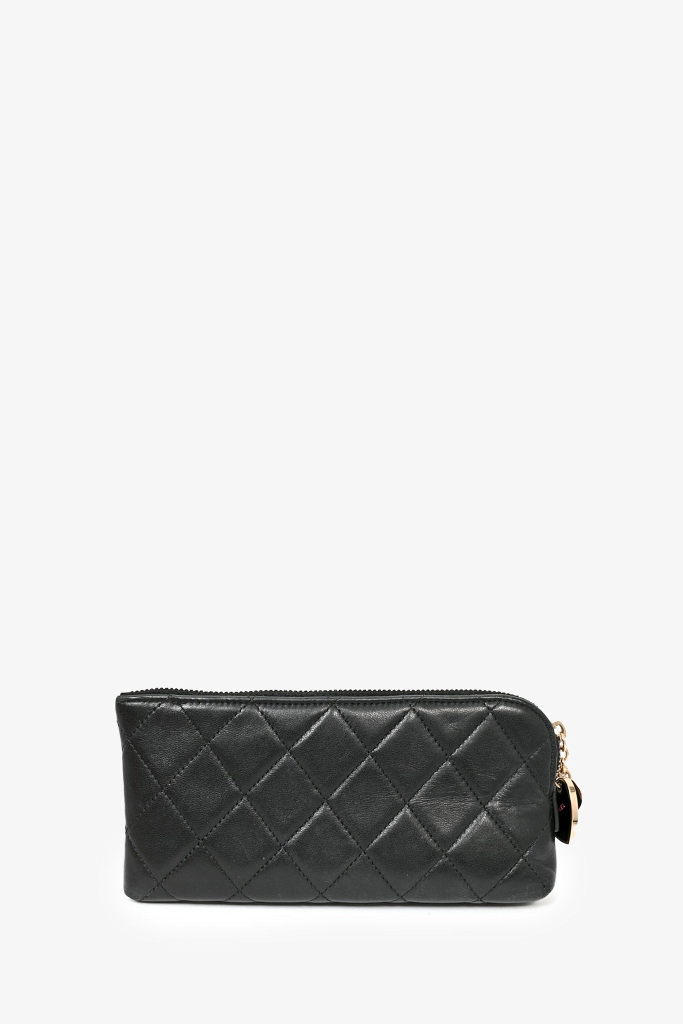 Chanel Black Quilted Leather 'Porte Bonheur' Limited Edition Valentine's  Case w/ Charm