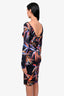 Emilio Pucci Black/Multi Printed Jersey Midi Dress sz 8