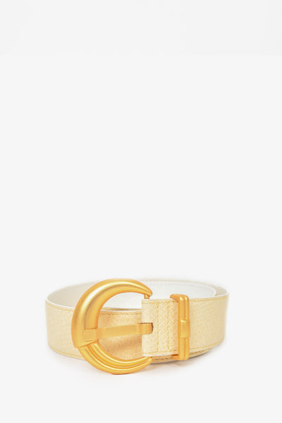 Escada Cream Leather Thick Belt with Gold Buckle Size 40  display picture 1
