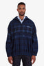 Balenciaga 2020 Blue Plaid Print Zip-up Jacket Size 46 Mens