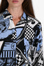 Sportmax Code Blue/Black Comic Long Sleeve Shirt Dress Size S