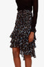 Veronica Beard Black/Gold Patterned Cella Midi Skirt Size 0