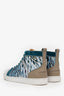 Christian Louboutin Blue Animal Print Lou Spikes High Top Sneakers Size 45 Men's