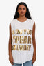 Balmain White Cotton 'Do You Speak Balmain' Gold Graphic Top Size 36