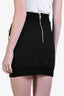 Balmain Black Textured Gold Button Mini Skirt Size 38