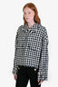 Gucci Black/White Plaid Tweed Bomber Jacket with Fringe Size 46