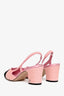 Pre-loved Chanel™ Pink Sequin Black Toe Cap Slingback Heels Size 39.5
