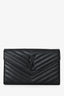 Saint Laurent Black Chevron Grained Leather So Black Envelope Wallet on Chain