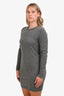 Theory Grey Cashmere Blend Crewneck Long Sleeve Mini Dress Size M
