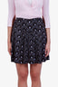 Prada Black/Purple Patterned Midi Skirt Size 36