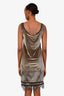 Dolce & Gabbana Green/Black Velvet Mini Slip Dress with Lace Trim Estimated Size L