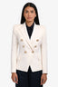 Balmain White Wool Double Breasted Blazer Size 36
