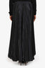 Dusen Black Pleated Satin Wide Leg Trousers Size S