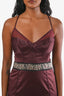 Roberto Cavalli Burgundy Silk Leopard Ruffle Bustier Dress Size 46