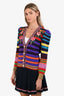 Gucci Multicolour Wool Striped Metallic Floral Logo Cardigan Est Size S