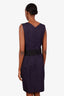 Lida Baday Purple Silk Draped Belted Sleeveless Midi Dress Size 6