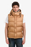 Burberry London Tan Hooded Removable Sleeve Puffer Jacket Size L Men's