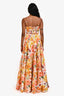 Yvon White/Orange Floral Sleeveless Gown Size XS