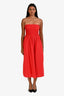 Faithfull The Brand Red Cotton Rouched Dress Skirt Size 4