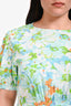 Faithfull The Brand Blue/Green Floral Short Sleeve Maxi Dress Size M