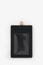 Prada Black/Gold Saffiano Leather Badge Holder with Strap