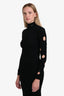 Prada Black Jersey Logo Mock Neck Cut-Out Long Sleeve Dress Estimated Size M