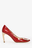 Roger Vivier Red Patent Leather Gold Buckle Heels Size 36.5