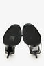 Saint Laurent Black Leather Antique Gold Cassandra Sandal Heels Size 36.5