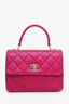 Pre-loved Chanel™ 2019 Fuchsia Lambskin Quilted Small Trendy CC Top Handle Bag