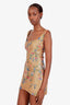 Priscavera Brown Floral Print Corset Mini Dress Size S