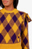 Burberry Yellow/Purple Checked Wool Sweater Size XS