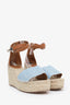 Hermès Blue Denim Tipoli Espadrille Wedges Size 40