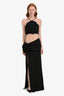 Lovers and Friends Black Flower Applique Side Slit Maxi Dress Size S