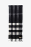 Burberry Black/White Cashmere Check Fringe Scarf