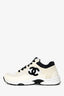 Pre-loved Chanel™ White/Black Interlocking CC Logo Leather Sneakers Size 37.5