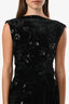 Sau Lee Black Velvet Embellish Tie Detail Mini Dress Size 4