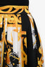 Versace Black/White/Yellow Barocco Print Silk Pleated Mini Skirt Size 36