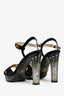 Prada Black Satin Crystal PVC Heels Size 38