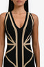 Alexander McQueen Black/Tan Pleated Flare Midi Dress Size XS