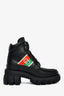 Gucci Black Leather Interlocking GG Web Combat Boot Size 35.5