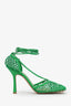 Bottega Veneta Green Stretch Lace Up Net Heels Size 39