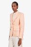 Balmain Peach Wool Cotton Double Breasted Blazer Jacket Size 40