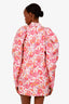 Rotate Birger Christensen Pink/White Floral Puff-Sleeve Dress Size 38