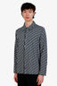 Christian Dior Blue Knit Oblique Jacquard Shirt Size XL Men's