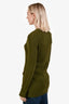 Chloe Olive Green Cotton Cable Knit Gold Buttoned Cardigan Size XS
