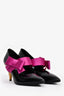 Prada Black Leather Multicoloured Jewel Pink Bow Mary Jane Heels Size 39