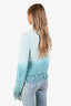Balmain Blue Ombre Tweed Fringe Blazer with Gold Buttons Size 38