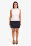 Frame Navy Pinstripe Wool Mini Skirt Size L