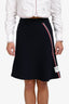 Thom Browne Navy Knit Grosgrain Strap Mini Skirt Size 36